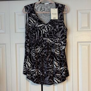 Women's Zebra Print Sleeveless Blouse XL